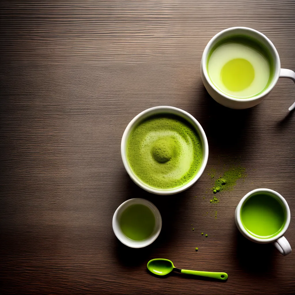 cha matcha verde mesa folhas whisk