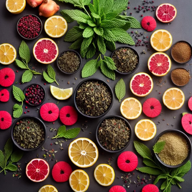 detox ervas frutas cha
