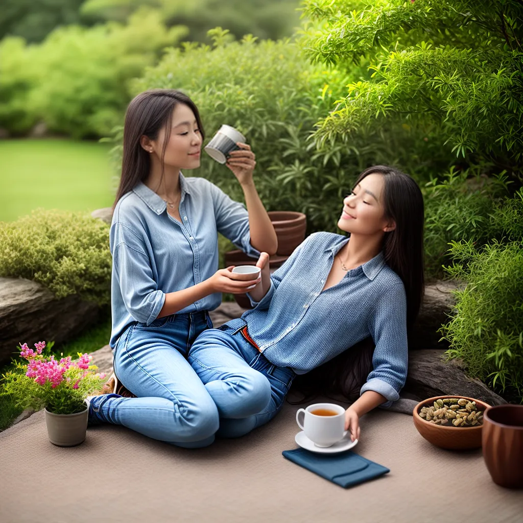 mulher cha puerh jardim lanche saudavel mulher cha puerh jardim lanche saudavel