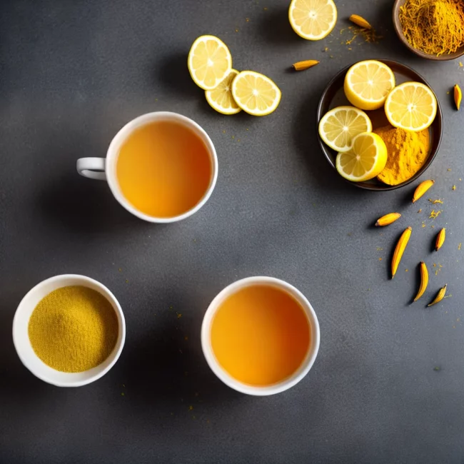 cha curcuma limao gengibre mug amarelo
