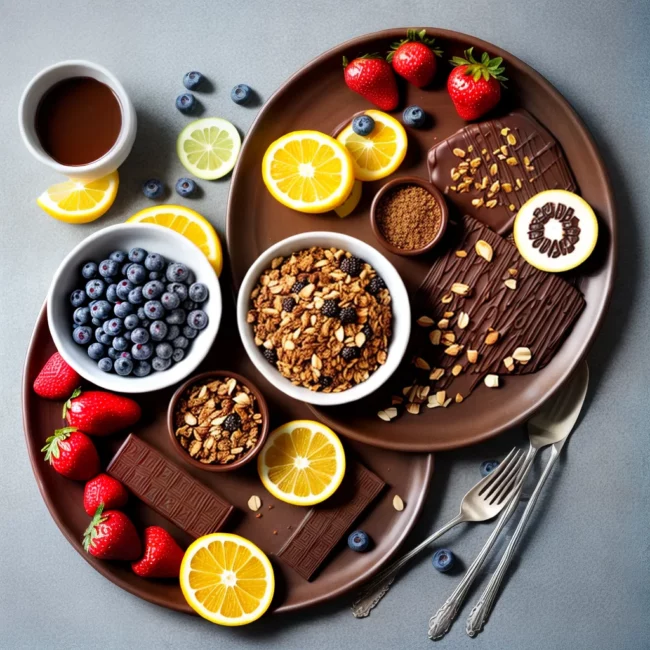 chocolates saudaveis granola frutas leite amendoa