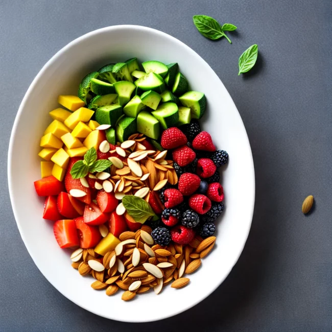 salada colorida frutas legumes amendoas