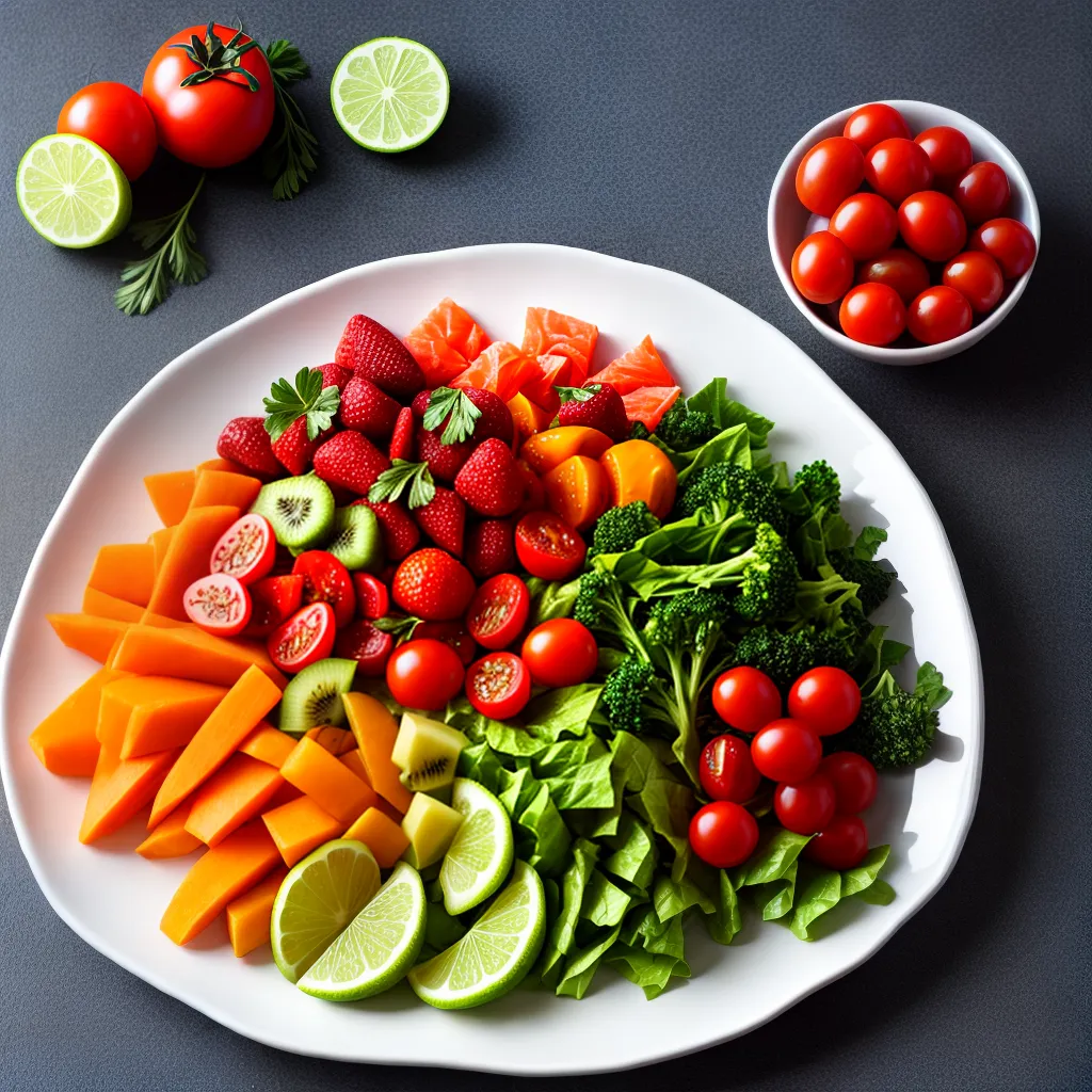 prato colorido frutas verduras salmao prato colorido frutas verduras salmao