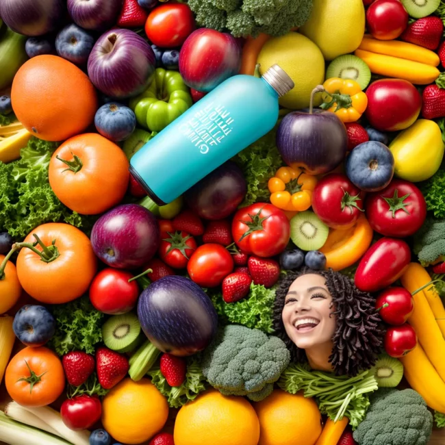 ilustracao colorida frutas legumes motivacao