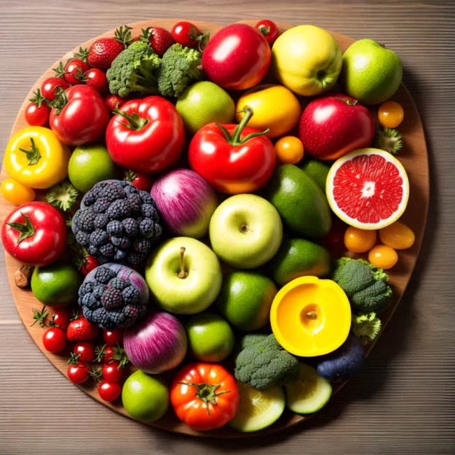 frutas legumes coloridos corte madeira