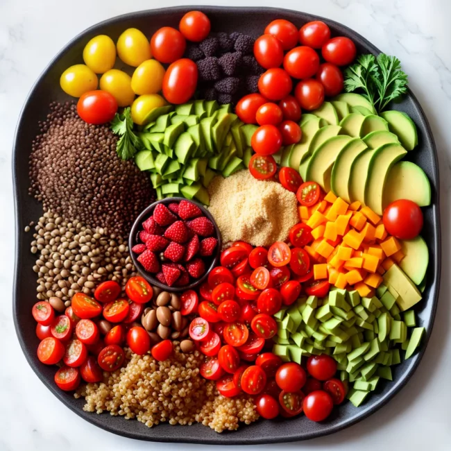 prato colorido frutas legumes graos 6