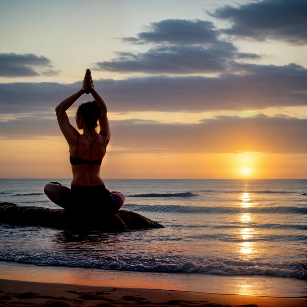 yoga praia amanhecer meditacao