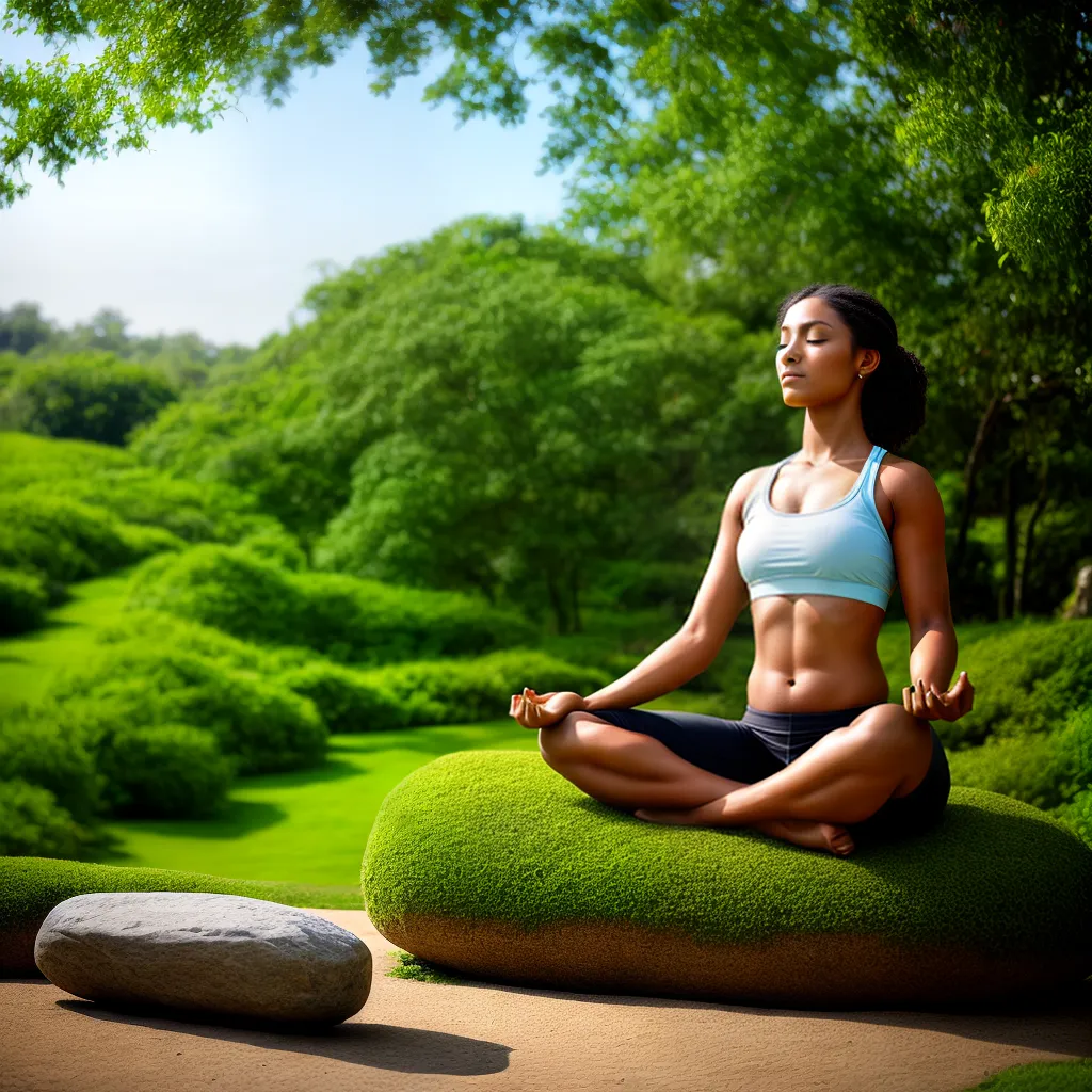 mulher yoga jardim verde serenidade 1