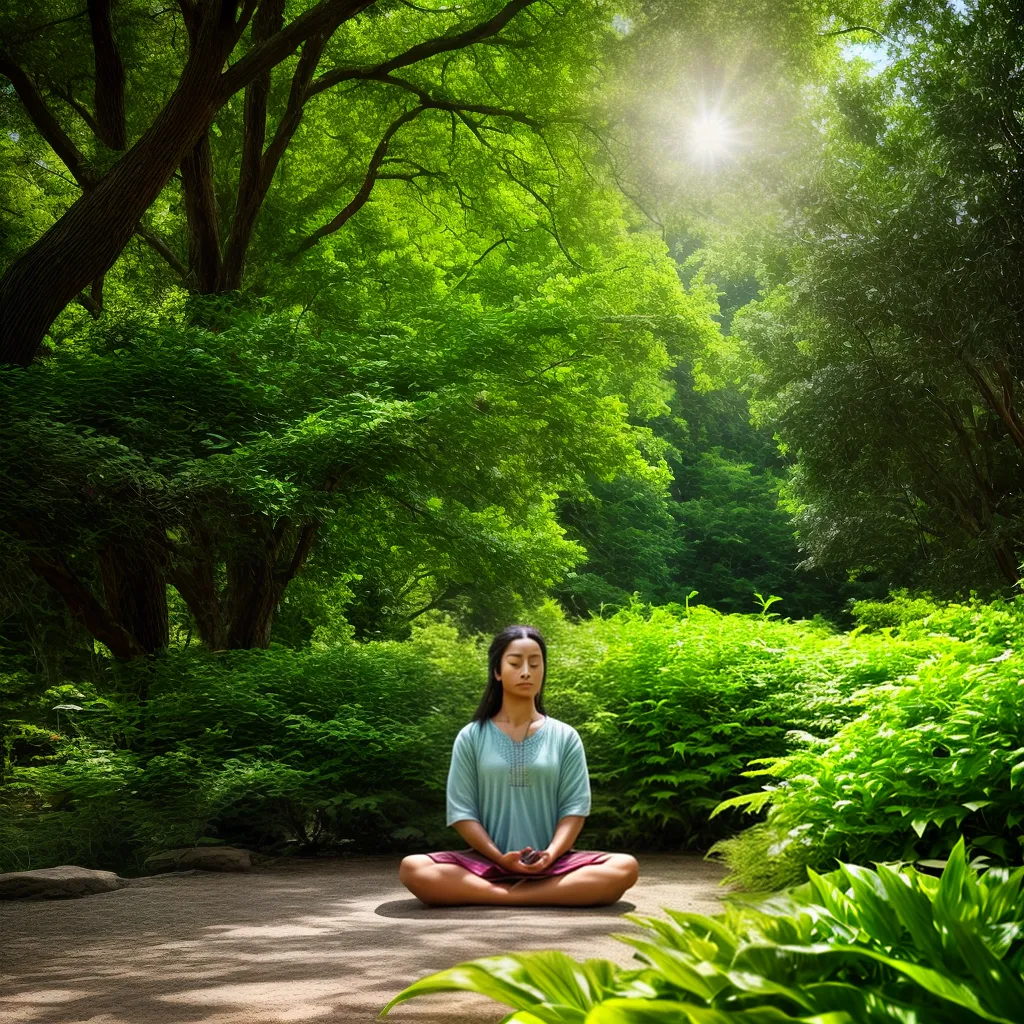 mulher meditando jardim natureza paz mulher meditando jardim natureza paz