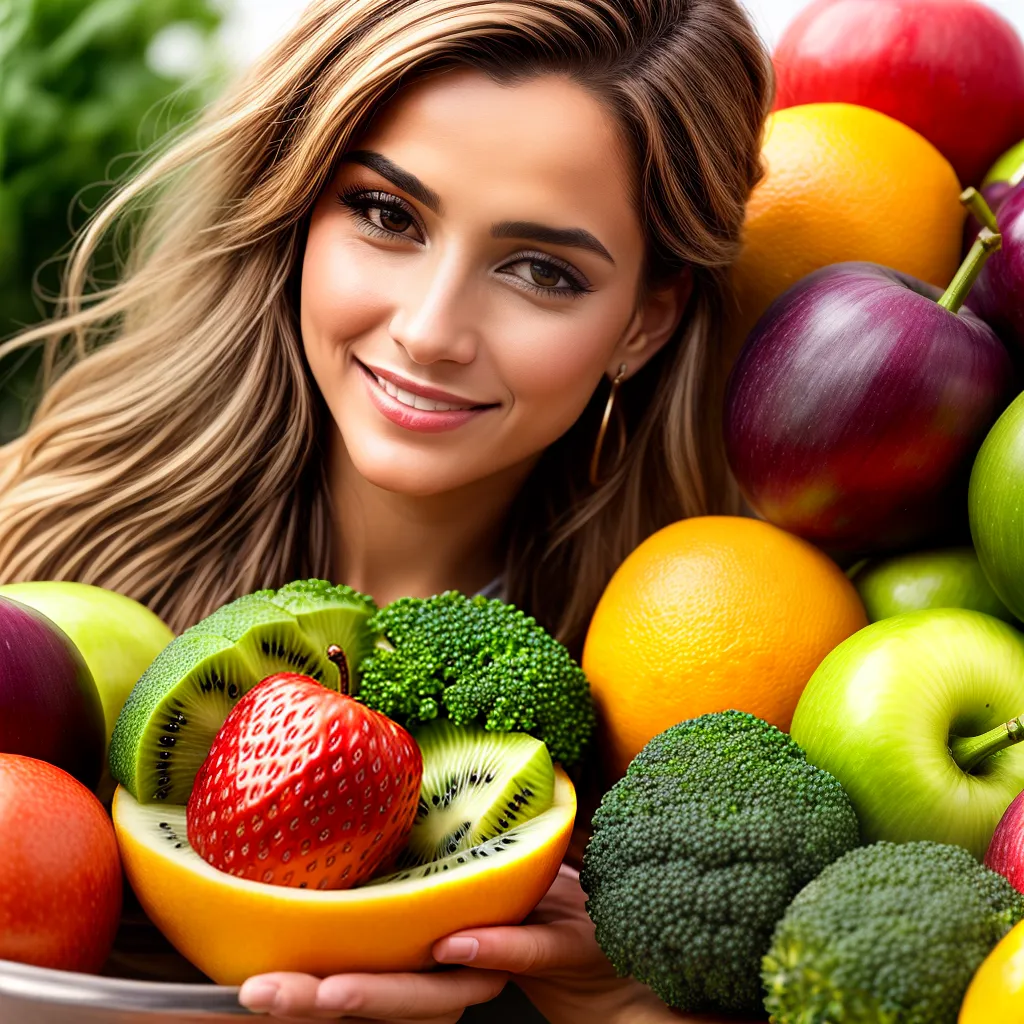 mulher sorrindo frutas legumes ayurveda mulher sorrindo frutas legumes ayurveda