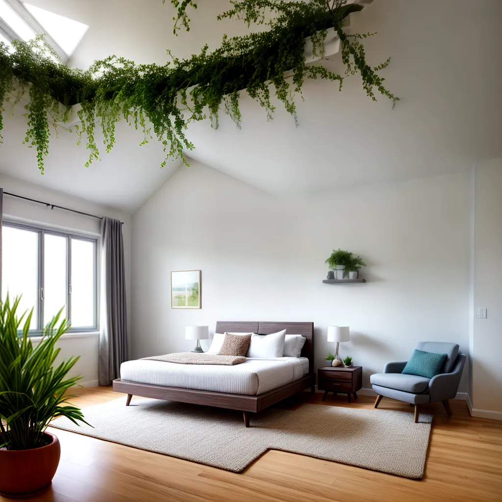 quarto sereno cama natureza sono
