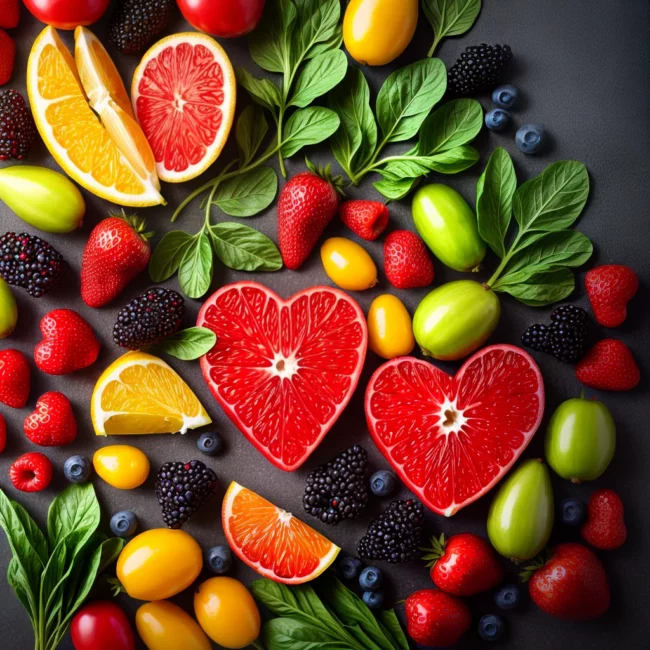 coracao frutas vegetais saudavel