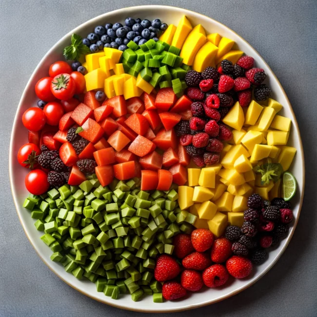 prato colorido frutas legumes vegetariano 40