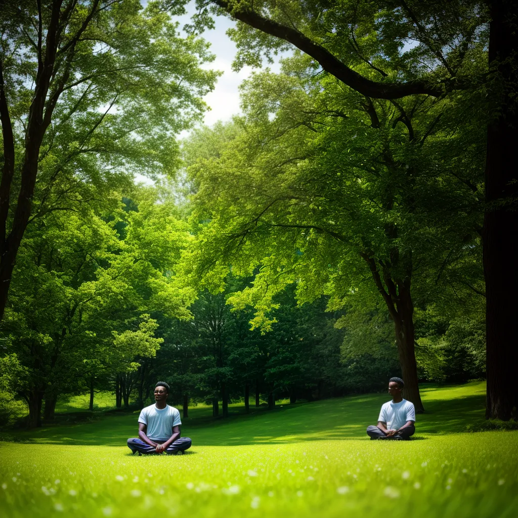 pessoa meditando campo flores luz 1