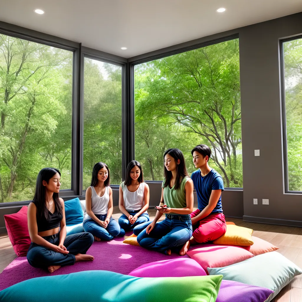 criancas meditacao sala cores luz sol