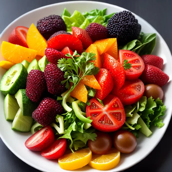 salada colorida frutas legumes