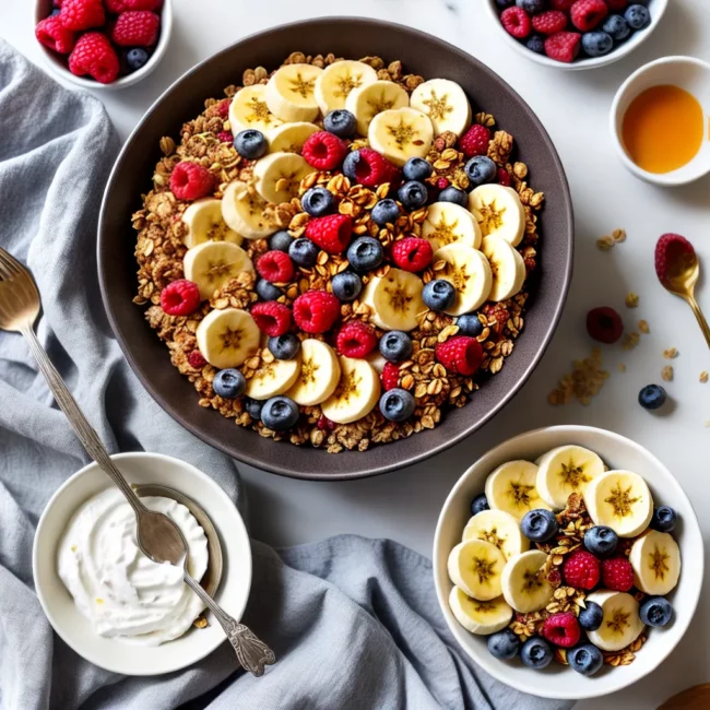 tigela frutas granola iogurte energia