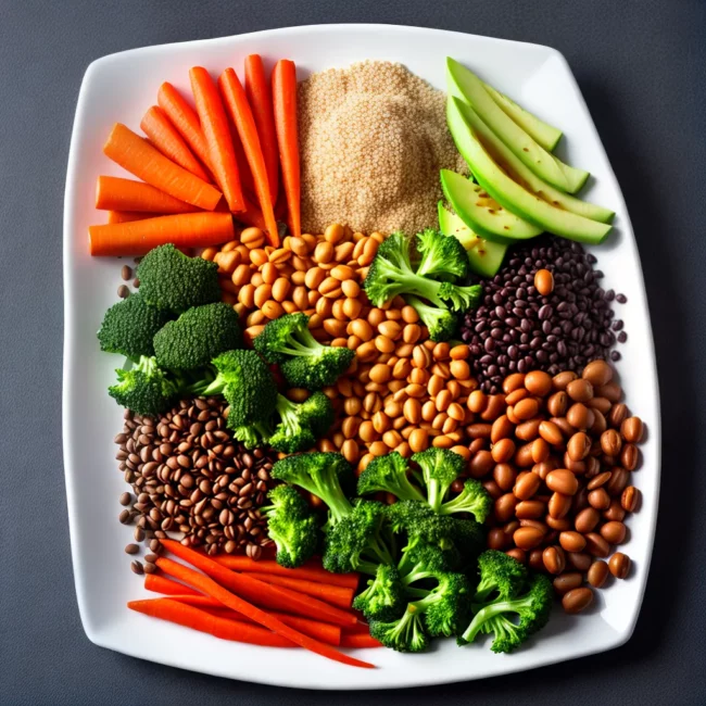 prato colorido fibras frutas legumes