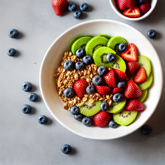tigela frutas coloridas iogurte granola