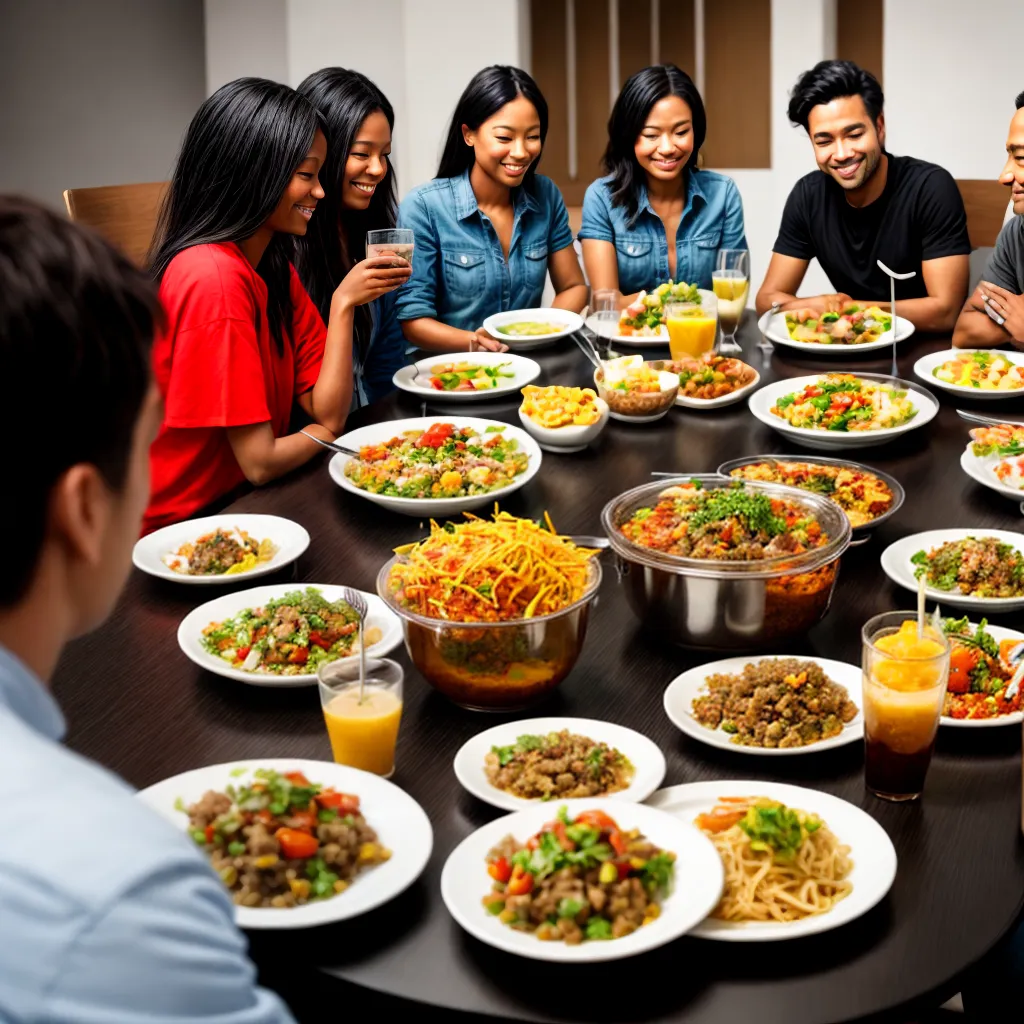 grupo diverso mesa comida jejum