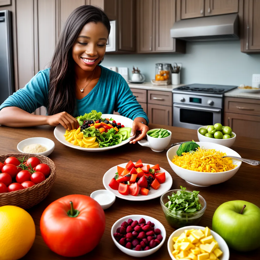 mulher sorrindo frutas legumes jejum intermitente 1 mulher sorrindo frutas legumes jejum intermitente 1