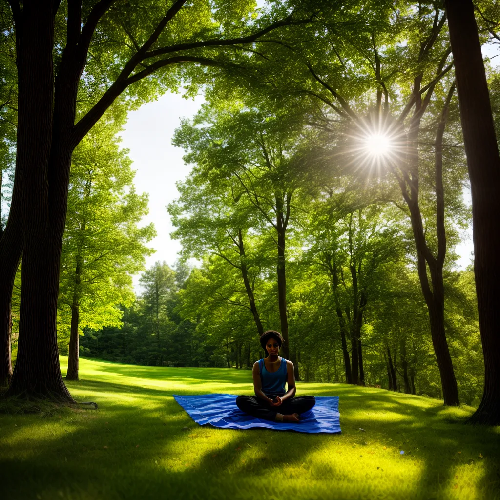 pessoa meditando natureza sol