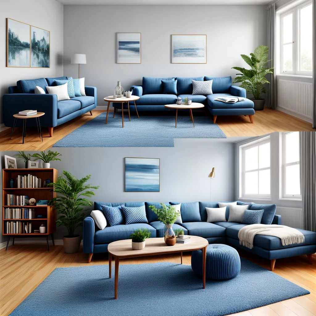 Decoração de sala de estar em tons de azul: inspiração e ideias.