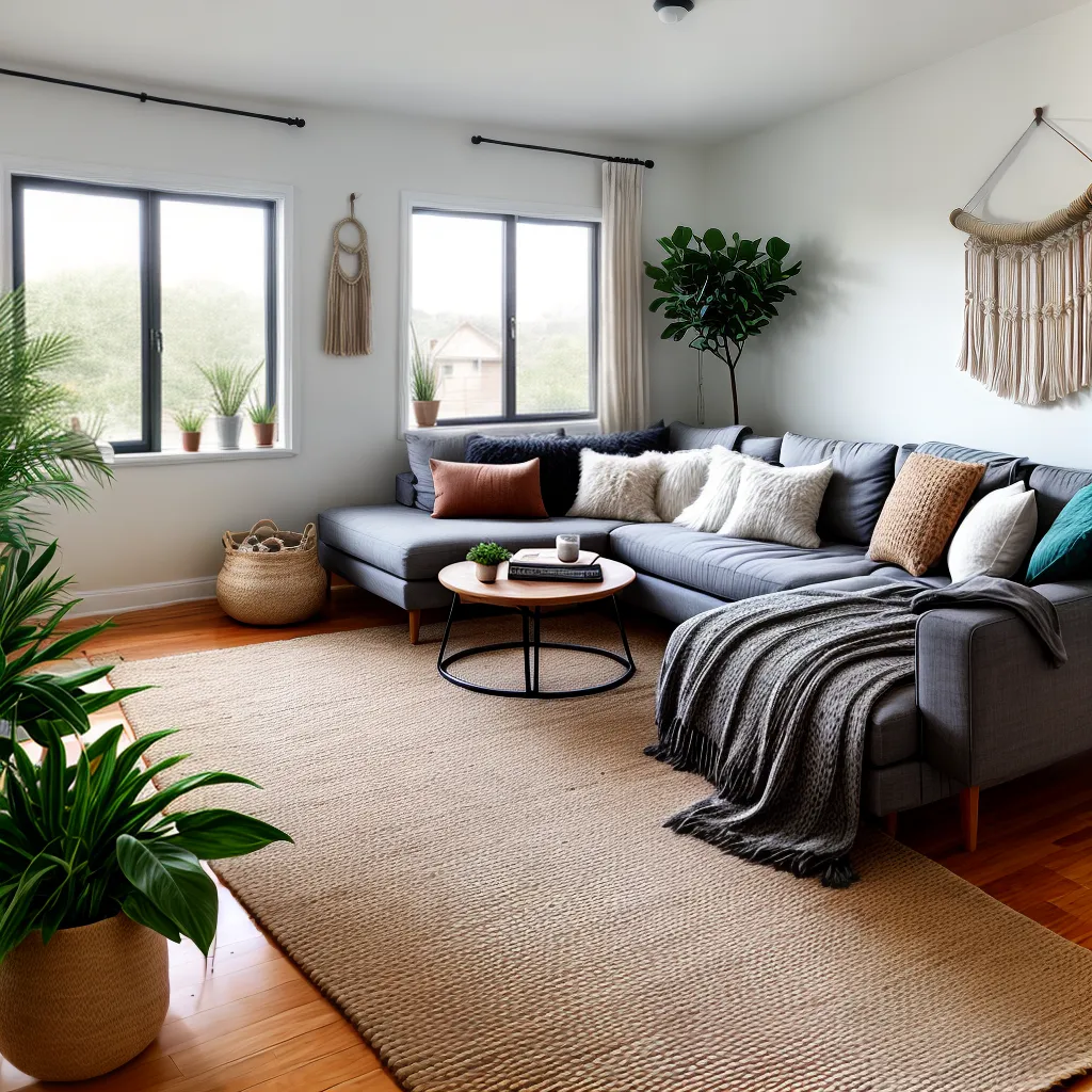 6. Use Natural Wood boho living room example