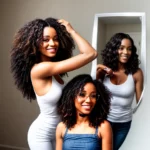 mulher cabelo cacheado corte espelho