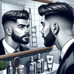 img homem grooming reflexo corte barba