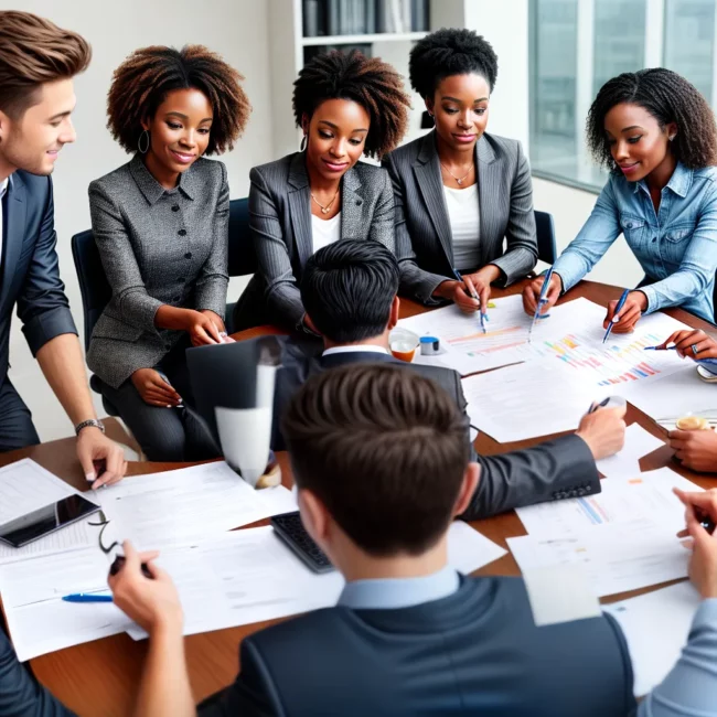 equipe discussao estrategia profissionais