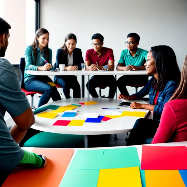 equipe diversa reuniao projeto kanban