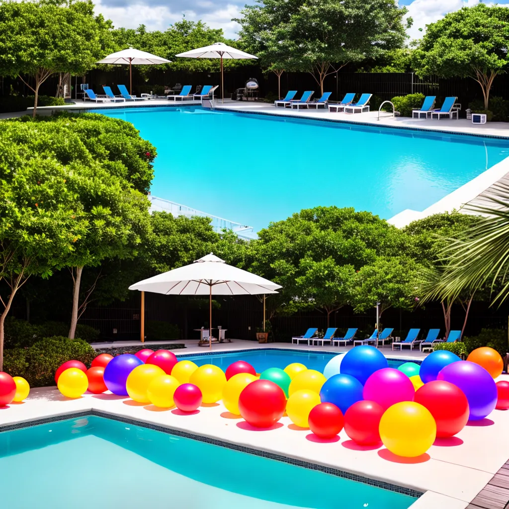 Ideias formatura piscina baloes sol bebidas