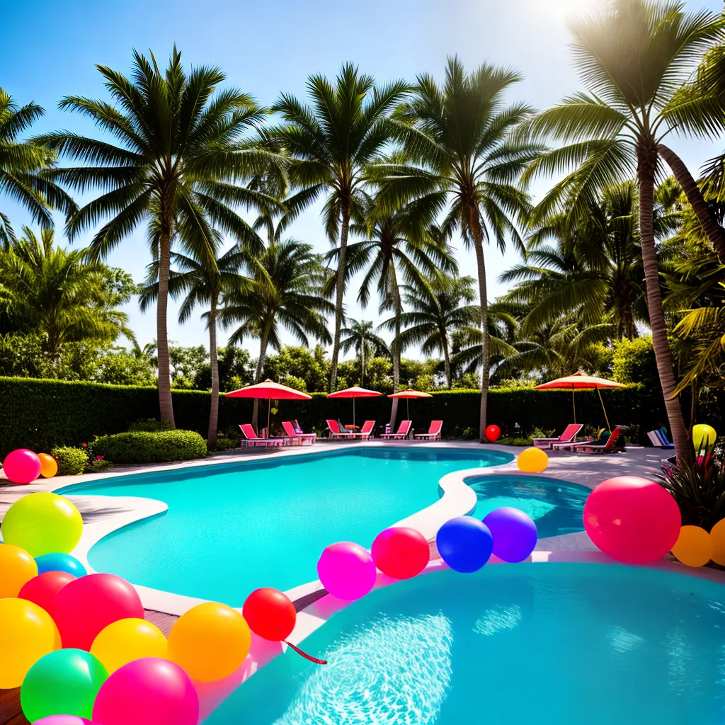 Ideias formatura piscina festa sol baloes