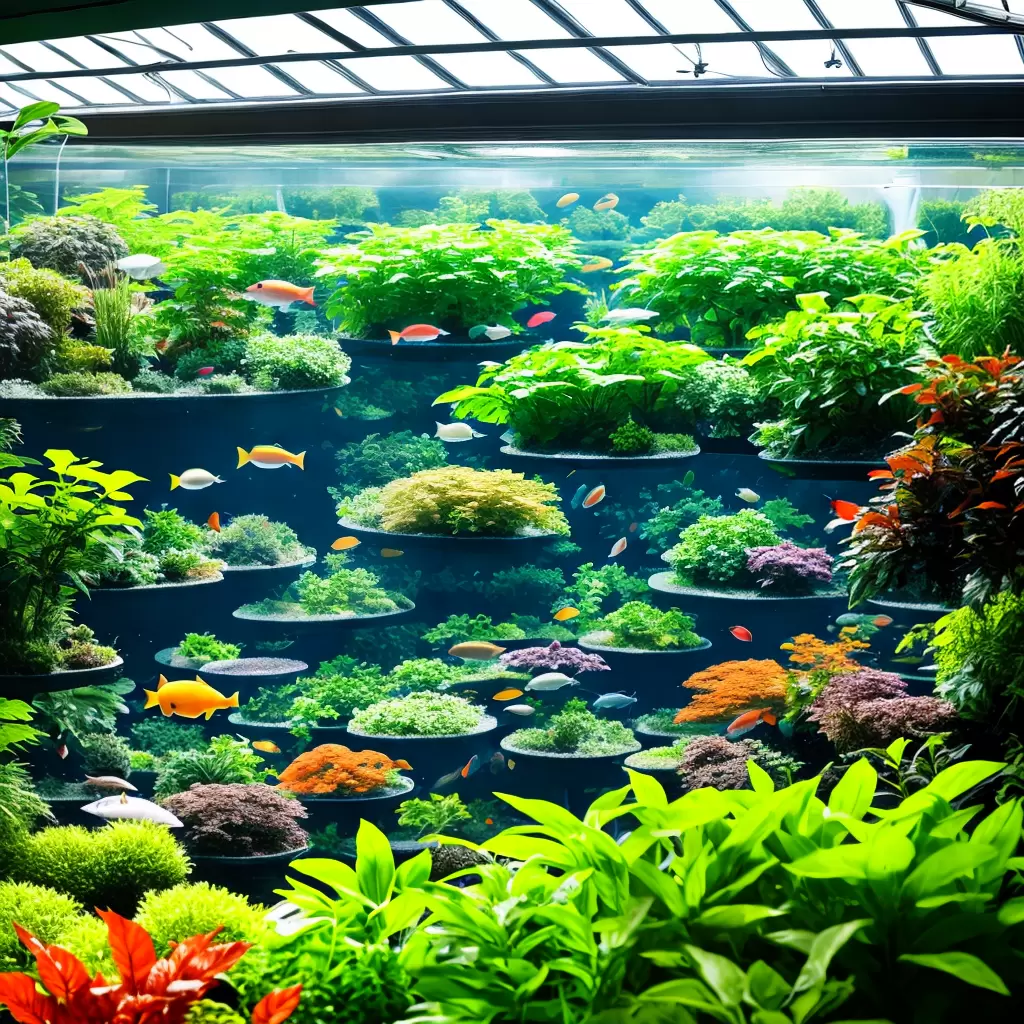 Fotos aquaponia peixes folhas coloridas