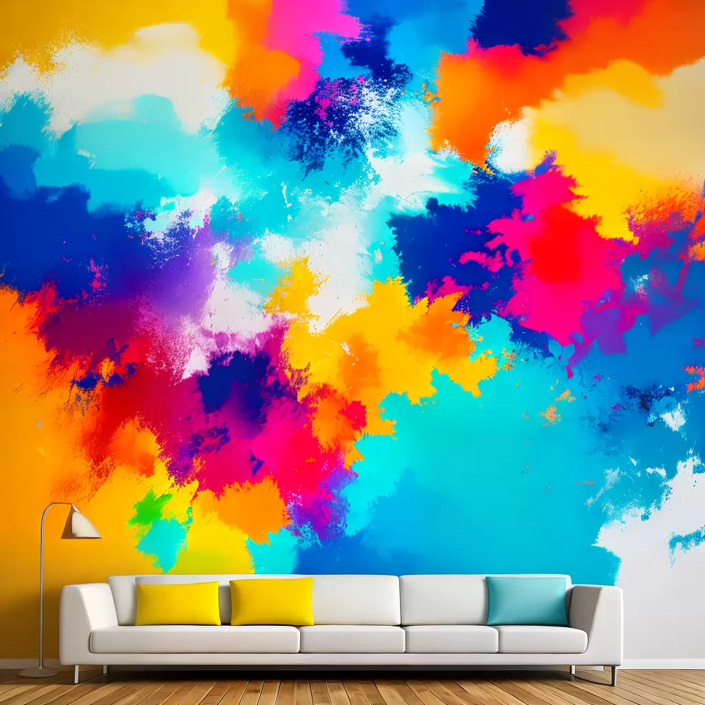Fotos pintura abstrata colorida sala criativa