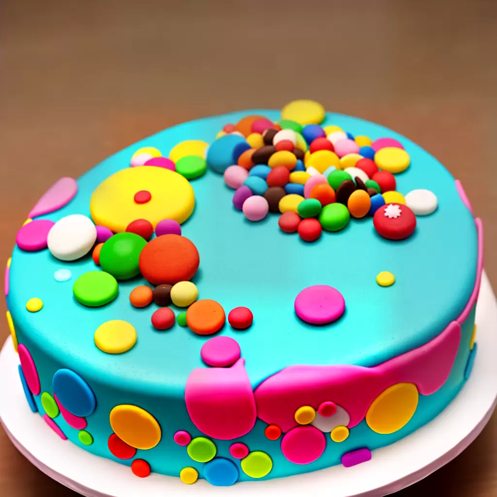 Fotos bolo infantil colorido fondant