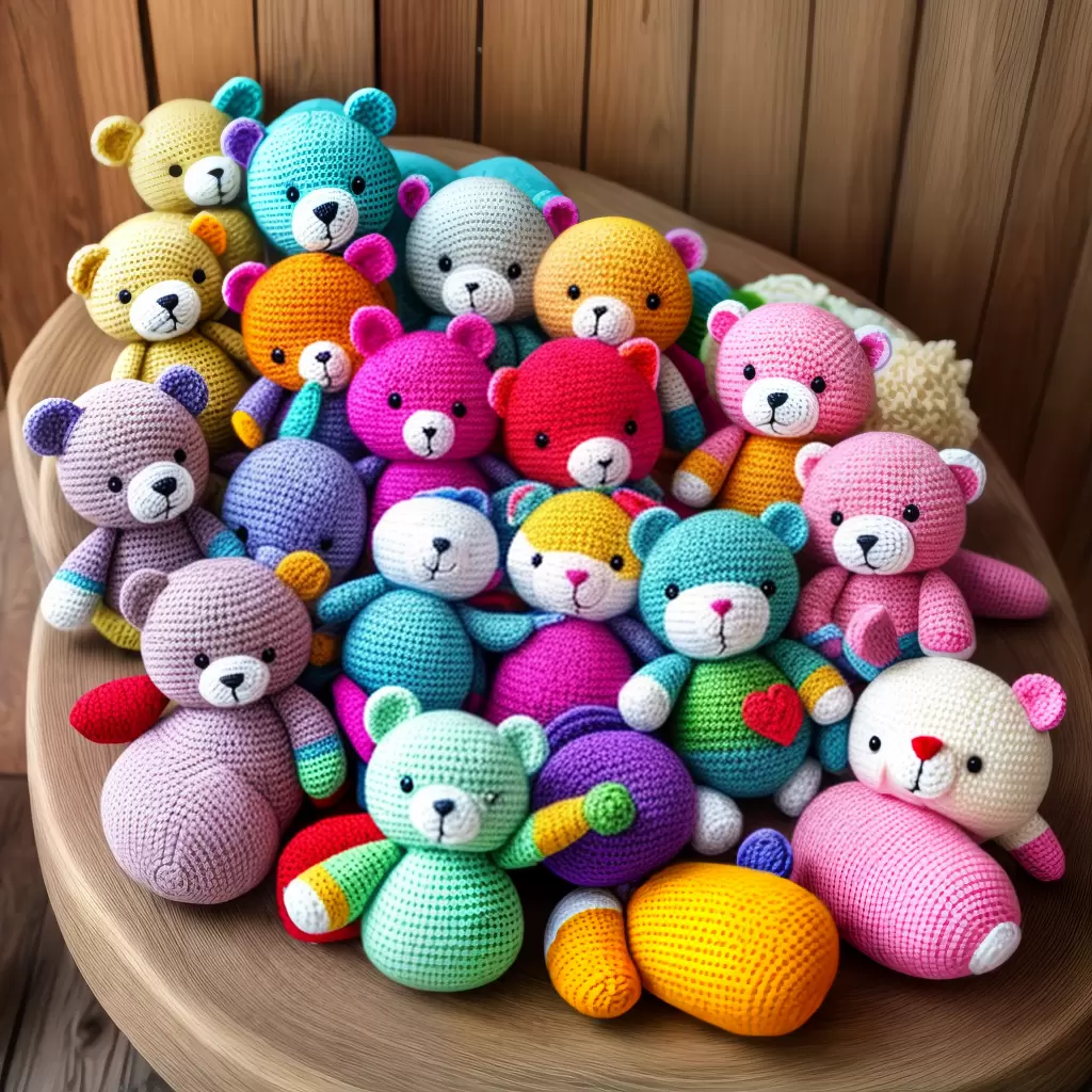 Fotos croche animais coloridos fofos