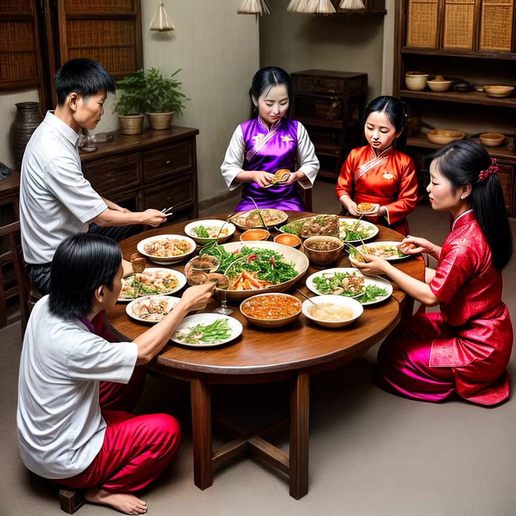 Fotos familia vietnamita tradicao mesa