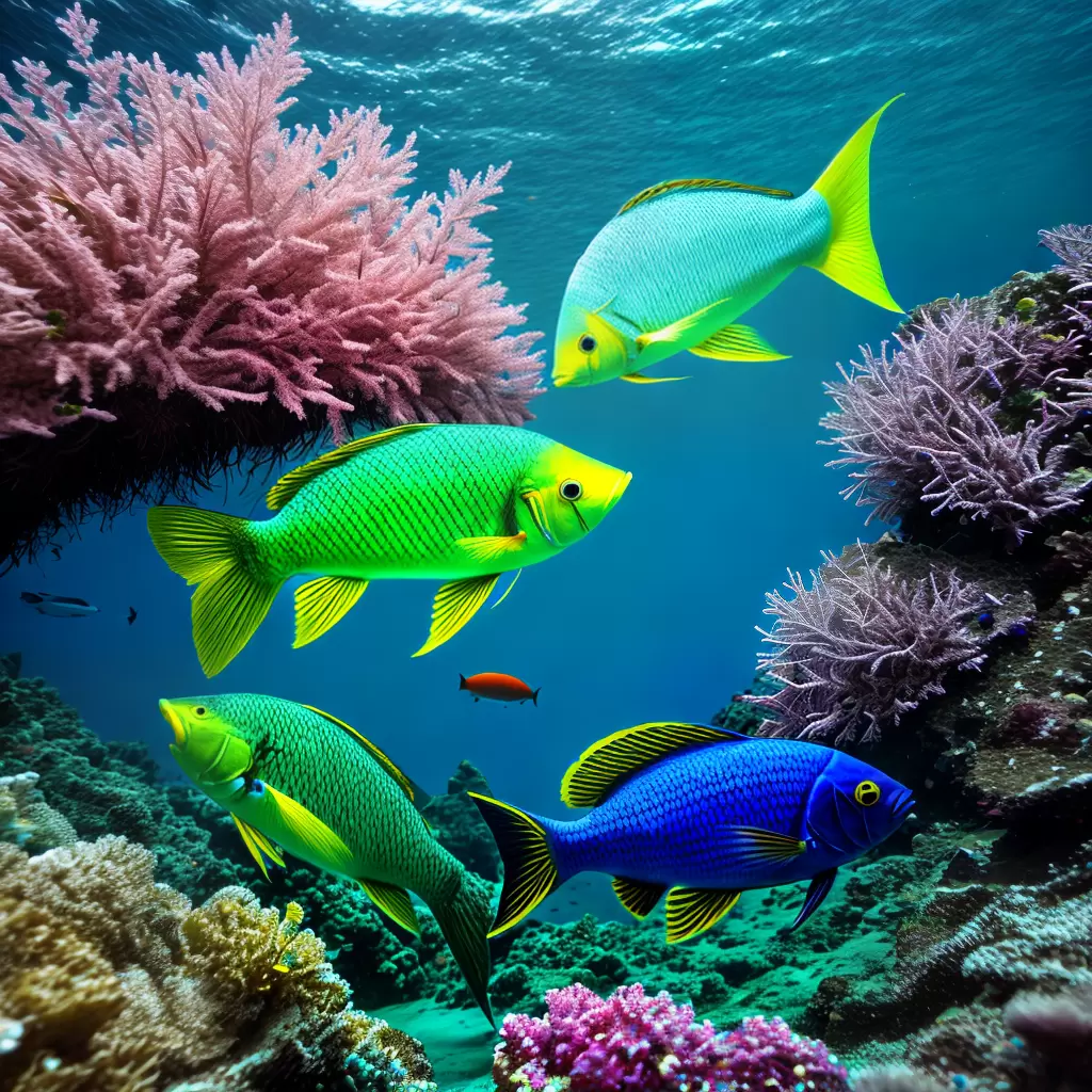 Fotos peixe thalassoma lunare acasalamento