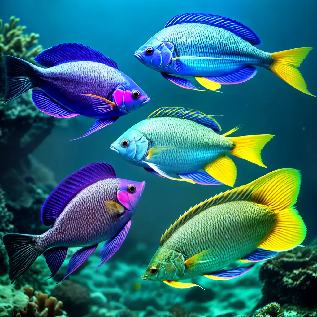 Fotos peixe cortejo azul verde femea macho