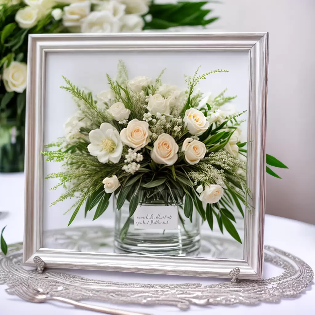 Fotos centro prata flores branco casal 25anos