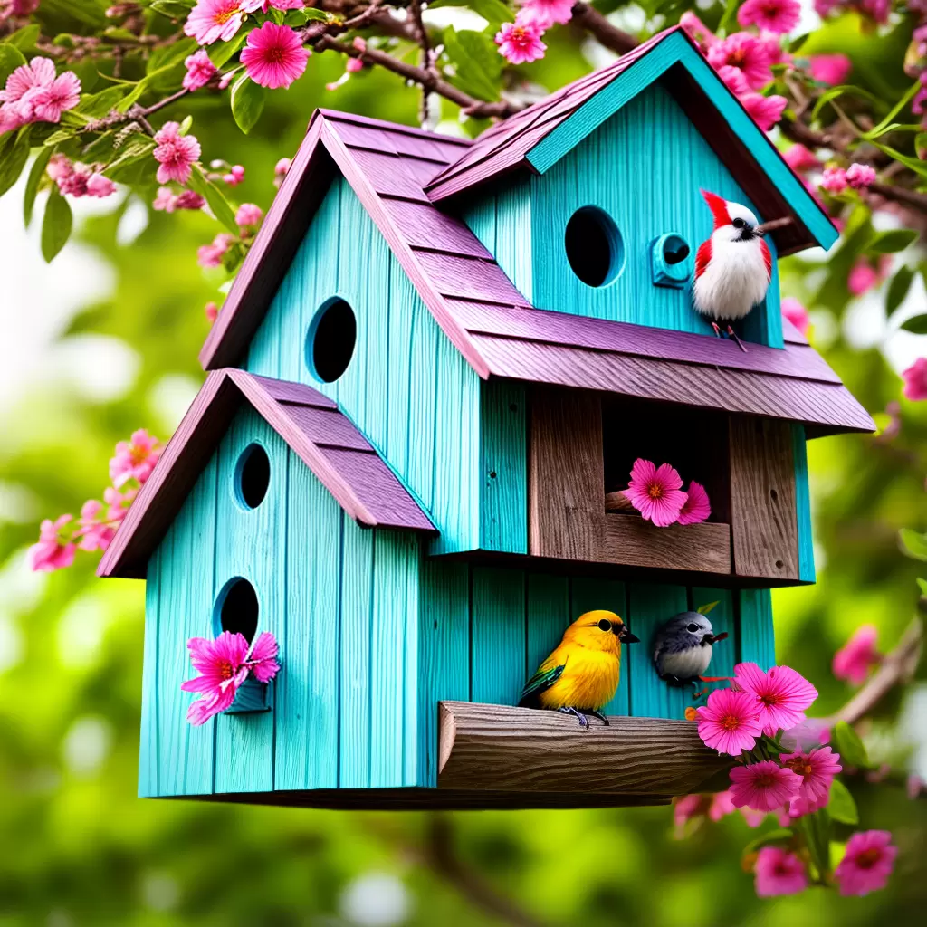 Fotos casa passarinho colorida flores
