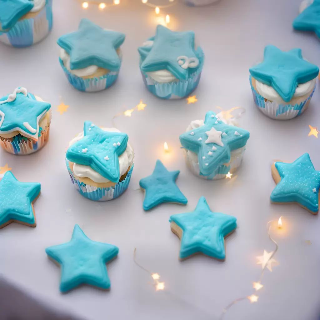 Fotos cha bebe nuvens estrelas doces favores