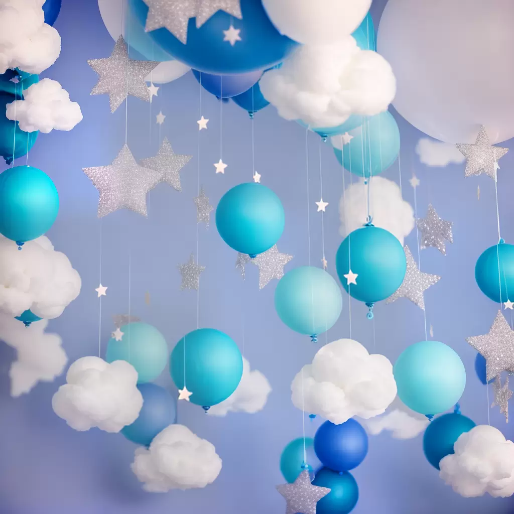 Fotos cha de bebe nuvens estrelas bolo fundo