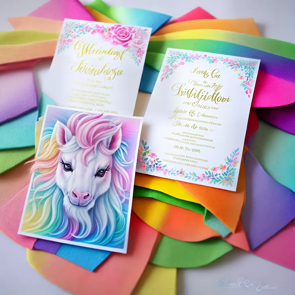 Fotos convite unicornio arco iris fofo