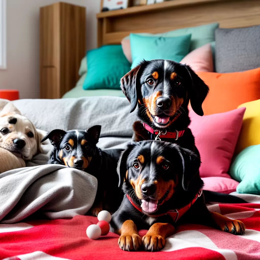 Fotos cachorro feliz novo lar brinquedos