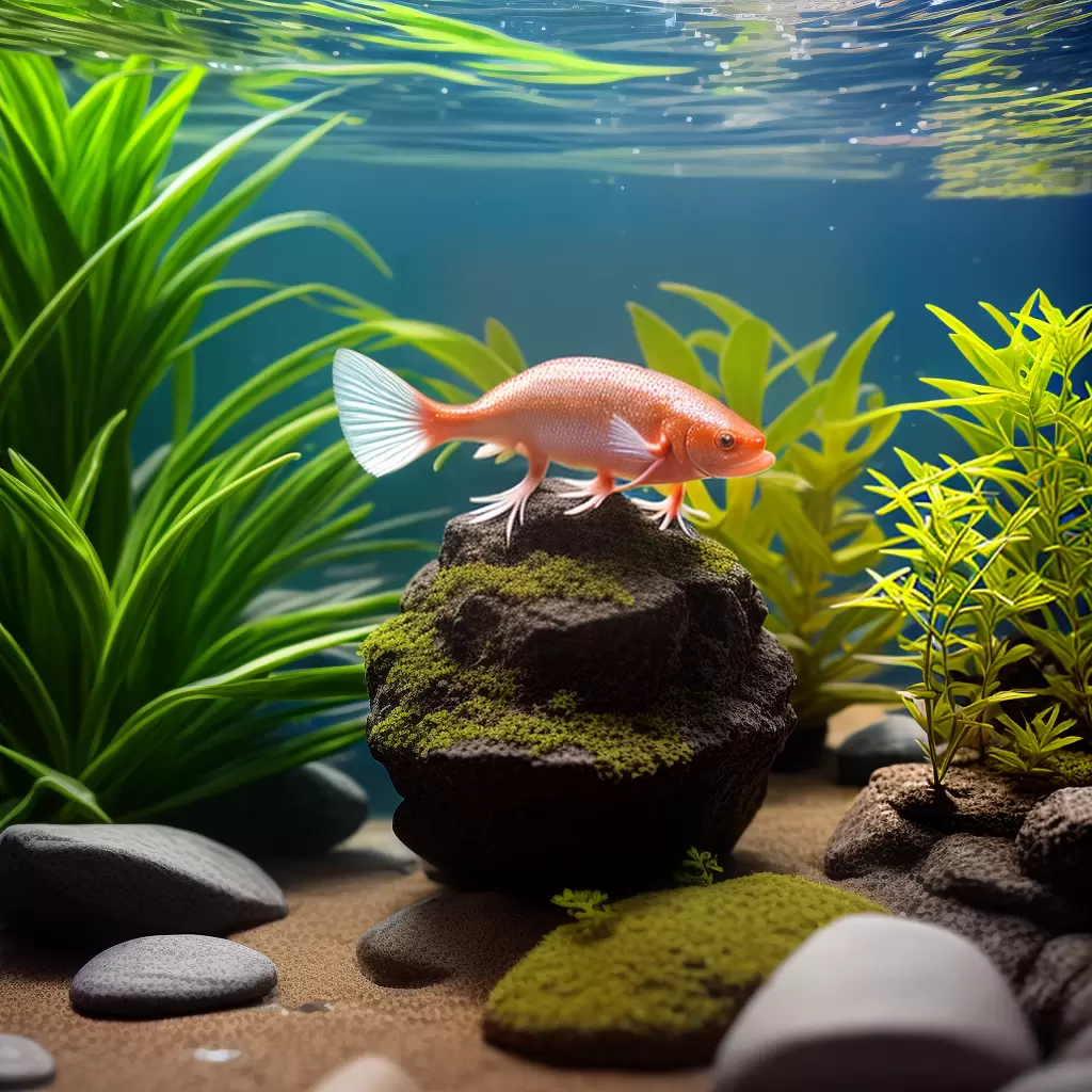 Fotos axolotl nadando aquario plantas brinquedos Fotos axolotl nadando aquario plantas brinquedos