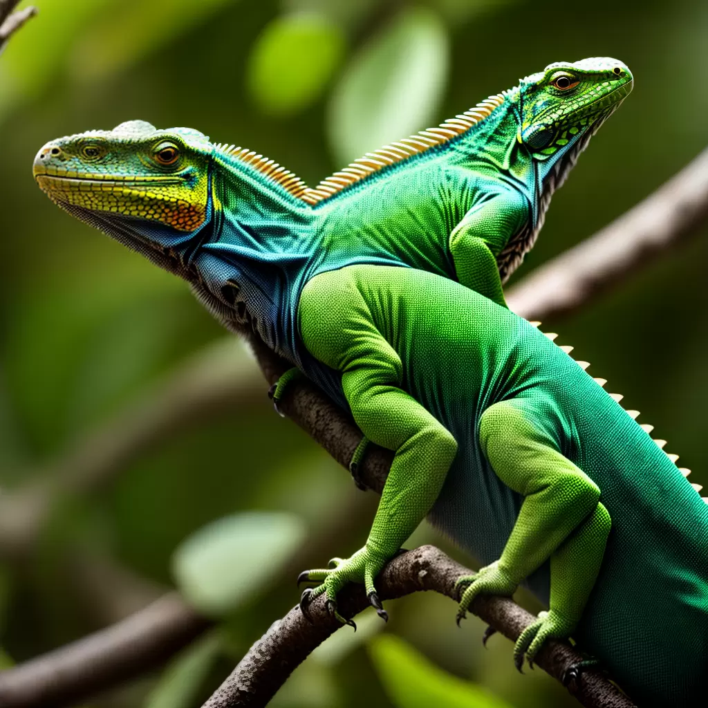 Fotos iguana verde folhagem tropical Fotos iguana verde folhagem tropical