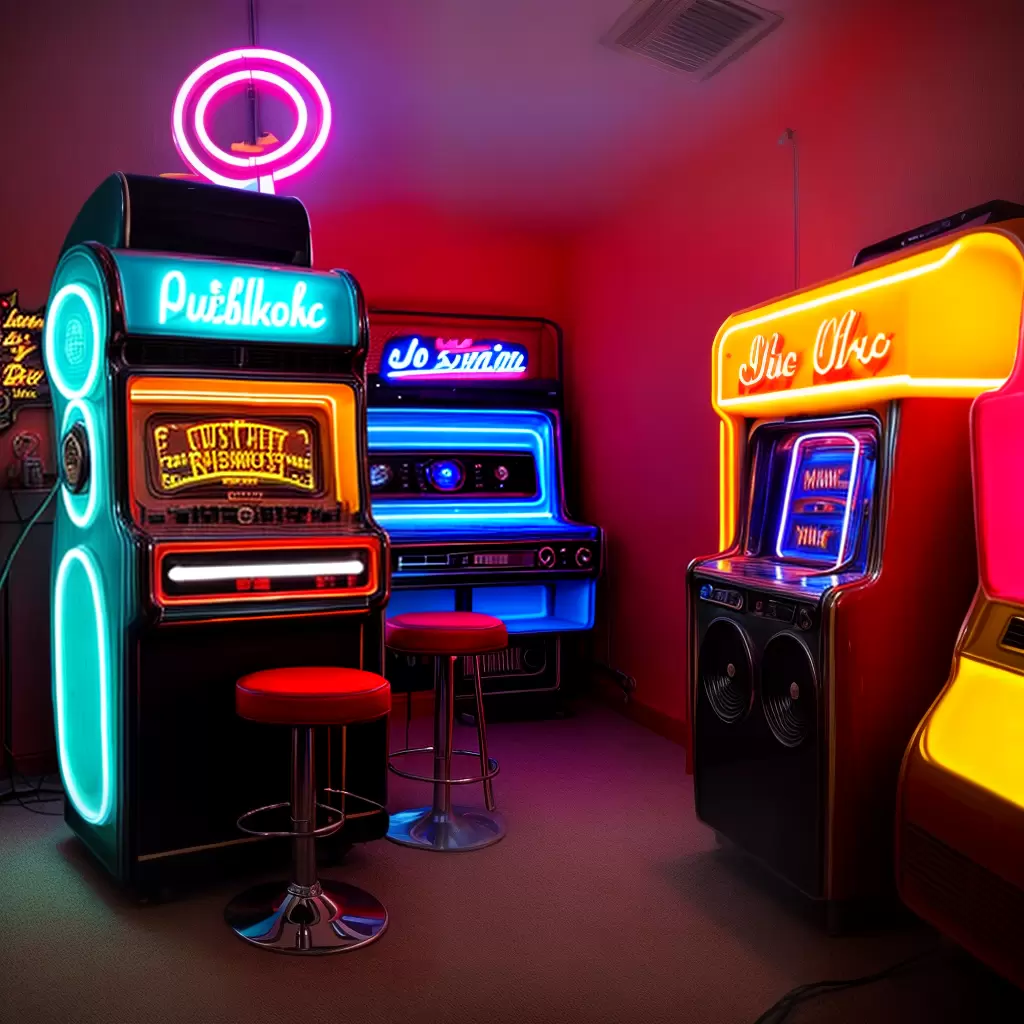 Fotos jukebox retro luzes neon rock roll